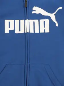 Puma Boys Blue & White Printed Hooded Sweatshirt