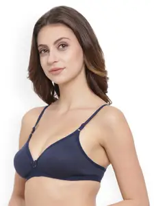Floret Pack of 2 Navy Blue Solid Non-Wired Non Padded T-shirt Bras T3058