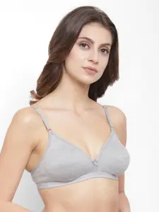 Floret Pack of 2 Grey Melange Solid Non-Wired Non Padded T-shirt Bras T3058