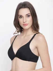 PrettyCat Black Solid Non-Wired Non Padded T-shirt Bra
