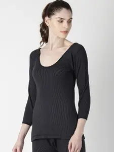 Dollar Ultra Women Black Striped Thermal Top