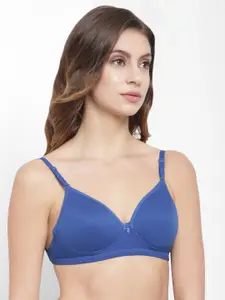 Floret Blue Solid Non-Wired Lightly Padded T-shirt Bra T3029