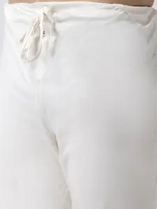 KISAH Men Blue & White Solid Kurta with Churidar