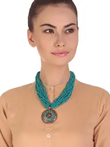 Bamboo Tree Jewels Green Metal Handcrafted Necklace