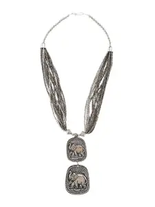 Bamboo Tree Jewels Bamboo Tree Silver-Toned Beaded Multistrand Handcrafted Necklace