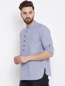 even Men Blue & Grey Solid Straight Kurta