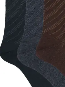 Socksxpress Men Pack of 3 Assorted Striped Calf-Length Socks