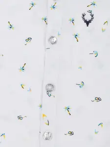 Allen Solly Junior Boys White Regular Fit Printed Casual Shirt