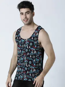 Huetrap Men Black Printed Scoop Neck T-shirt