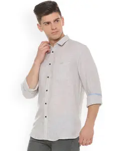 Van Heusen Sport Men Grey Slim Fit Linen Solid Casual Shirt
