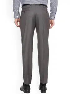 Louis Philippe Men Grey Regular Fit Self Design Formal Trousers