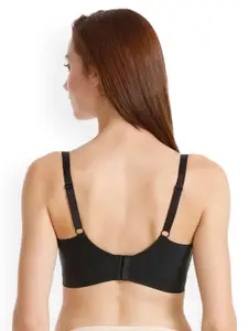 Zivame Black Self Design Non-Wired Lightly Padded T-shirt Bra PY1030FASHBLACK