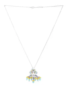 Voylla Silver-Toned & Blue Brass Silver-Plated Necklace