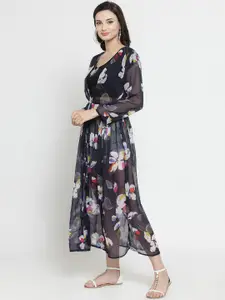 Sera Navy Blue & White Printed Tie-Up Shrug