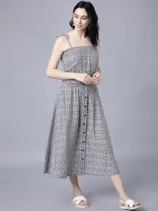Tokyo Talkies Grey Checked Two-Piece Dress