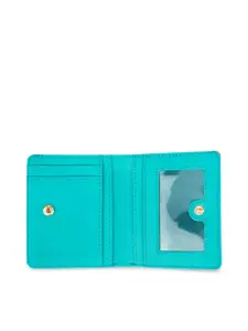 Chumbak Women Teal & Orange Printed Two Fold Wallet