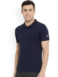 Puma Men Blue Solid Polo Collar T-shirt