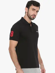 Force NXT Men Black Solid Polo Collar T-shirt
