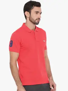 Force NXT Men Red Solid Polo Collar T-shirt