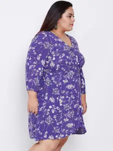 Oxolloxo Women Purple Printed Wrap Dress
