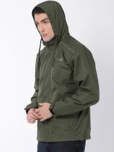 t-base Men Olive Hooded Rain Jacket