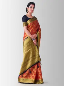 MIMOSA Red Art Silk Woven Design Kanjeevaram Saree