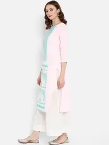 Ahalyaa Women Pink Printed Straight Kurta