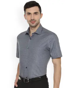 Louis Philippe Men Grey Classic Regular Fit Checked Formal Shirt
