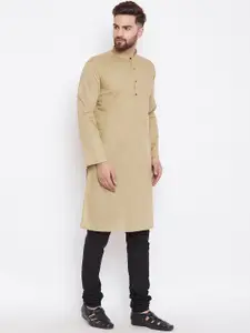 even Men Beige & Black Solid Kurta with Churidar
