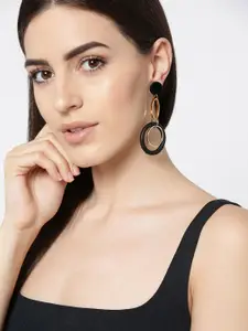 Jewels Galaxy Black Geometric Drop Earrings