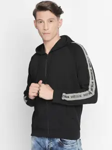 Basics Men Black Printed Open Front Jacket