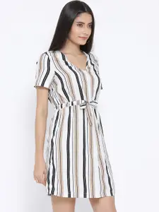 Oxolloxo Women White & Black A-Line Dress