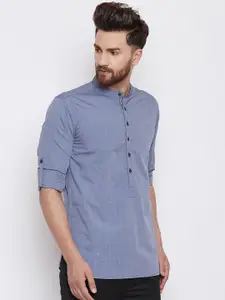 even Men Blue Solid Straight Kurta