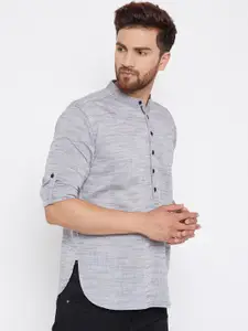 even Men Grey Woven Design Straight Kurta