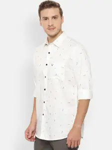 Allen Solly Men White Slim Fit Printed Casual Shirt