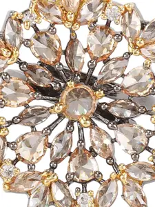 ANIKAS CREATION Women Silver-Toned CZ-Studded Adjustable Finger Ring