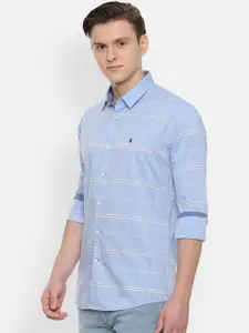 Louis Philippe Sport Men Blue & White Slim Fit Checked Casual Shirt