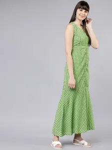 Tokyo Talkies Women Green Fit and Flare Dress
