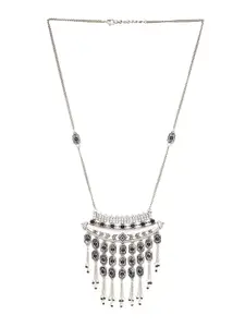 Voylla Silver-Plated Stone-Studded Oxidised Statement Necklace