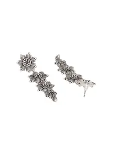 Voylla Silver-Plated & Oxidised Drop Earrings