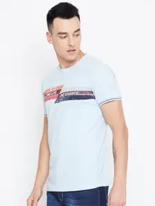 Duke Men Blue Printed Round Neck T-shirt