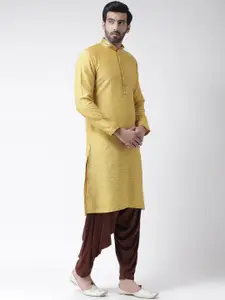 KISAH Men Yellow Woven Design Straight Kurta