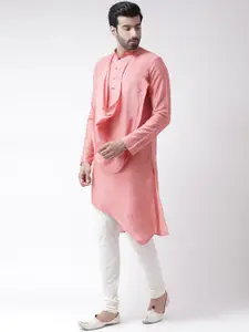 KISAH Men Pink Solid Straight Kurta