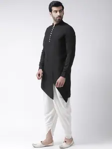KISAH Men Black Solid Straight Kurta