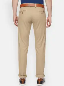 Allen Solly Men Beige Slim Fit Self Design Regular Trousers
