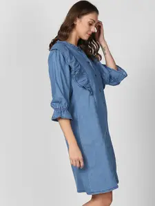 StyleStone Women Blue Denim Shirt Dress