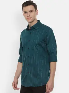Allen Solly Men Green Slim Fit Striped Casual Shirt