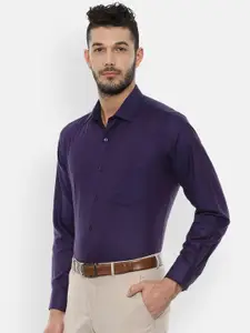 Van Heusen Men Purple Regular Fit Self Design Formal Shirt