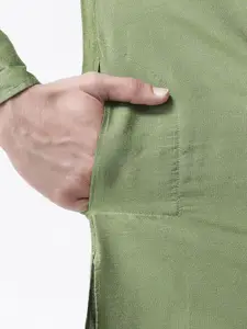 KISAH Men Green Printed Straight Kurta