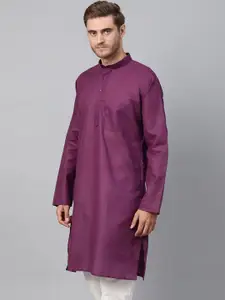 SOJANYA Men Purple Solid Straight Kurta